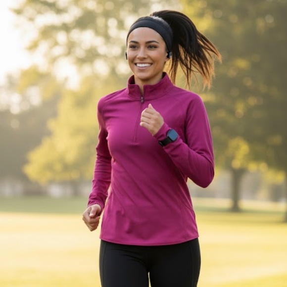 Sport Tek Athletic Pullover Womens Large 1/4 Zip Activewear Stretch Running Yoga - Picture 1 of 7